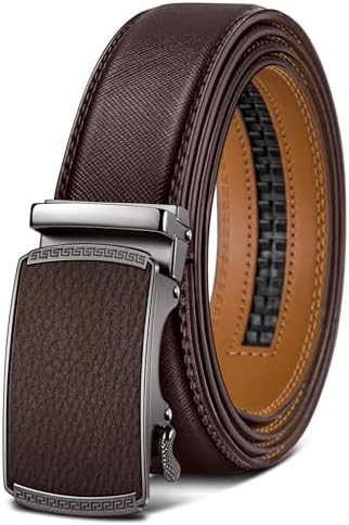 Men's Ratchet Leather Belt Trimmable 1 3/8″