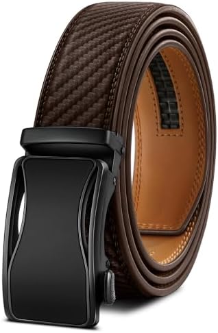 Men's Ratchet Leather Belt Trimmable 1 3/8″