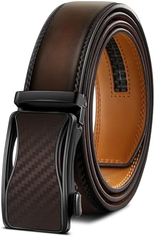 Men's Ratchet Leather Belt Trimmable 1 3/8″