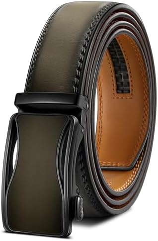 Men's Ratchet Leather Belt Trimmable 1 3/8″