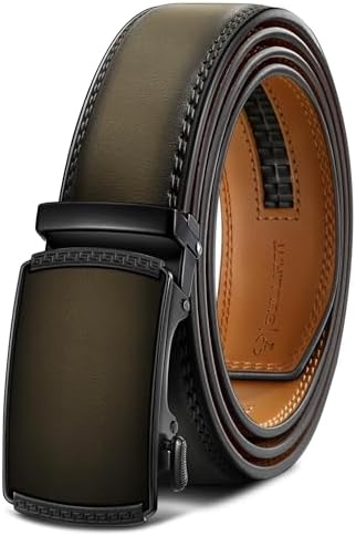 Men's Ratchet Leather Belt Trimmable 1 3/8″