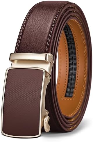 Men's Ratchet Leather Belt Trimmable 1 3/8″