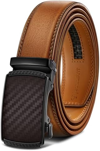 Men's Ratchet Leather Belt Trimmable 1 3/8″