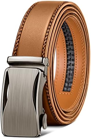 Men's Ratchet Leather Belt Trimmable 1 3/8″