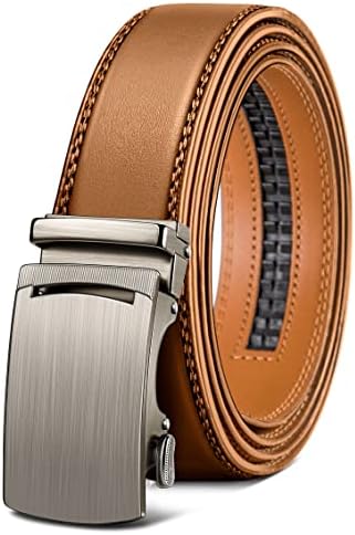 Men's Ratchet Leather Belt Trimmable 1 3/8″