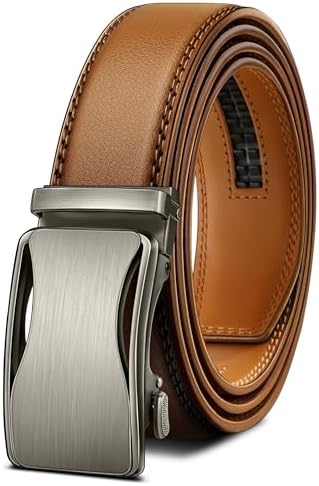 Men's Ratchet Leather Belt Trimmable 1 3/8″
