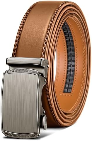 Men's Ratchet Leather Belt Trimmable 1 3/8″