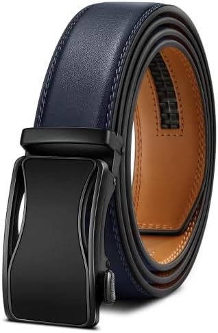 Men's Ratchet Leather Belt Trimmable 1 3/8″