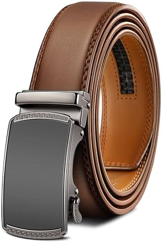 Men's Ratchet Leather Belt Trimmable 1 3/8″