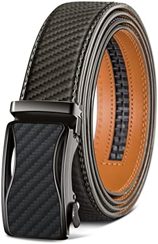 Men's Ratchet Leather Belt Trimmable 1 3/8″