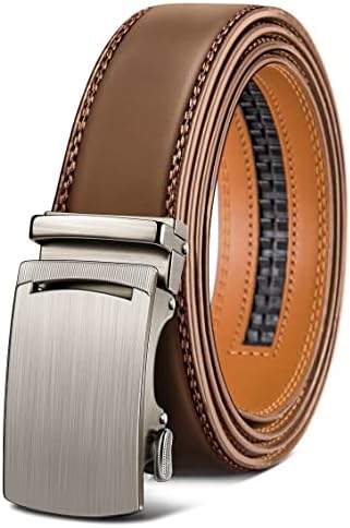 Men's Ratchet Leather Belt Trimmable 1 3/8″