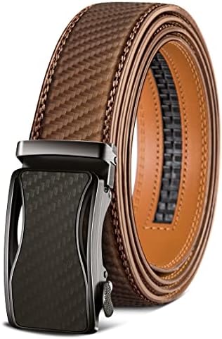 Men's Ratchet Leather Belt Trimmable 1 3/8″