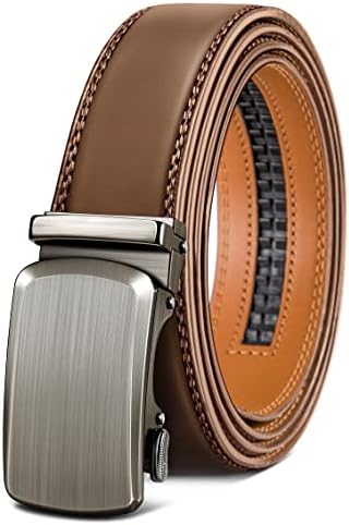 Men's Ratchet Leather Belt Trimmable 1 3/8″