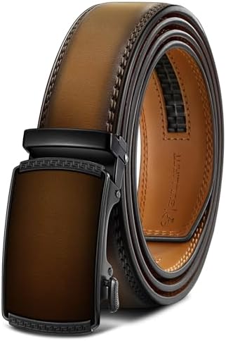 Men's Ratchet Leather Belt Trimmable 1 3/8″