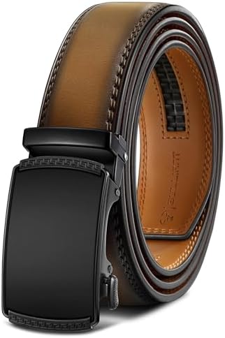 Men's Ratchet Leather Belt Trimmable 1 3/8″