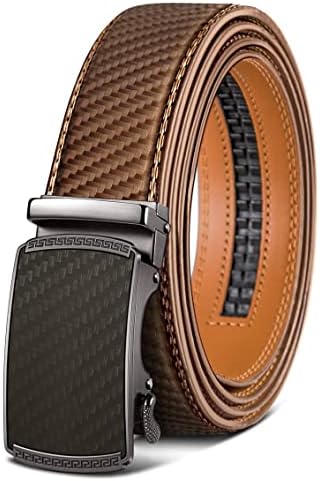 Men's Ratchet Leather Belt Trimmable 1 3/8″