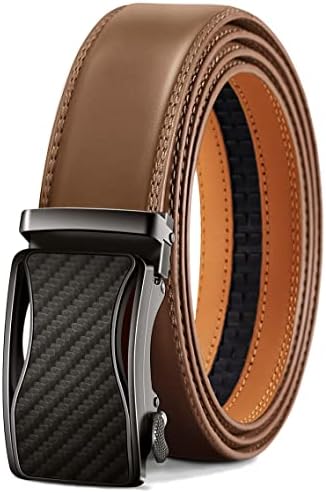 Men's Ratchet Leather Belt Trimmable 1 3/8″