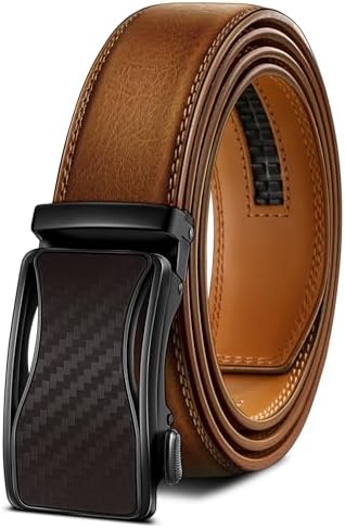 Men's Ratchet Leather Belt Trimmable 1 3/8″