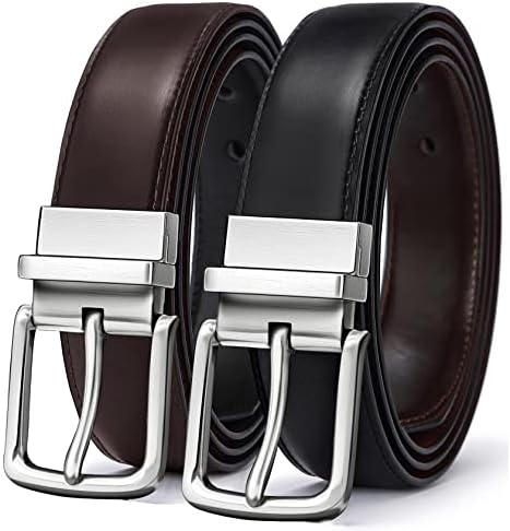 Men's Reversible Leather Belt Trimmable 1.25″-2 IN 1