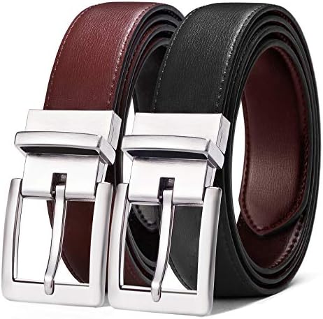 Men's Reversible Leather Belt Trimmable 1.25″-2 IN 1