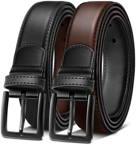 Men's Reversible Leather Belt Trimmable 1.25″-2 IN 1