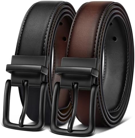 Men's Reversible Leather Belt Trimmable 1.25″-2 IN 1