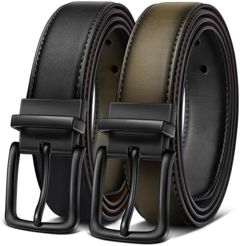 Men's Reversible Leather Belt Trimmable 1.25″-2 IN 1