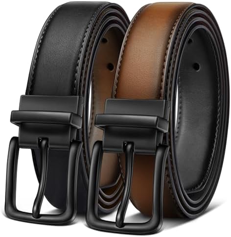 Men's Reversible Leather Belt Trimmable 1.25″-2 IN 1