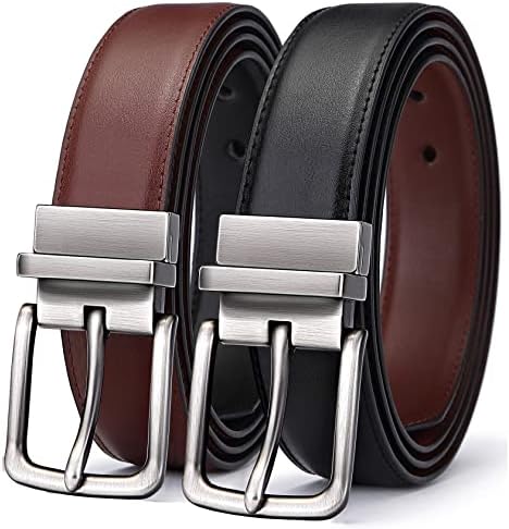 Men's Reversible Leather Belt Trimmable 1.25″-2 IN 1