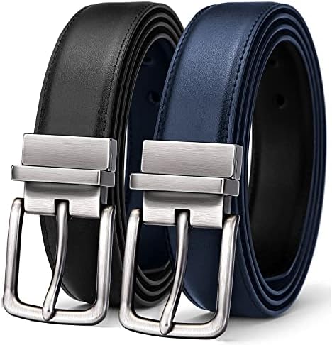 Men's Reversible Leather Belt Trimmable 1.25″-2 IN 1