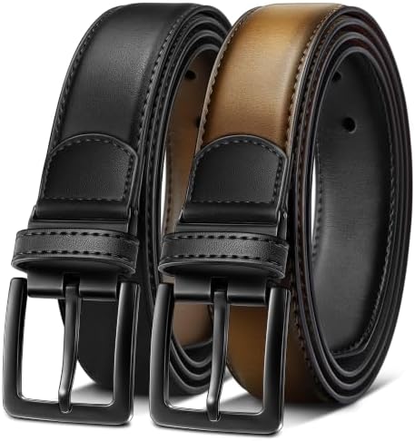 Men's Reversible Leather Belt Trimmable 1.25″-2 IN 1