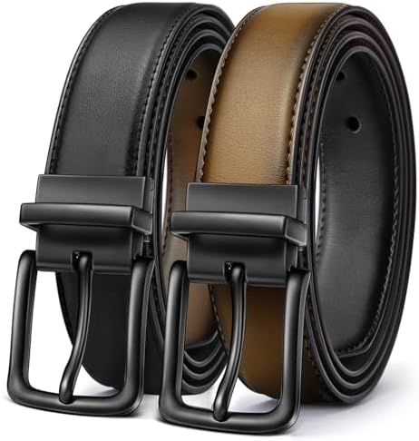 Men's Reversible Leather Belt Trimmable 1.25″-2 IN 1