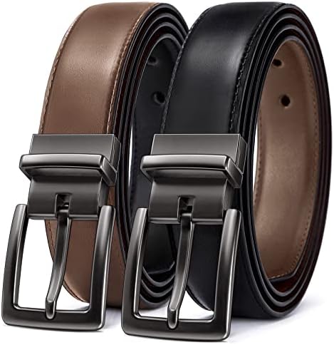 Men's Reversible Leather Belt Trimmable 1.25″-2 IN 1