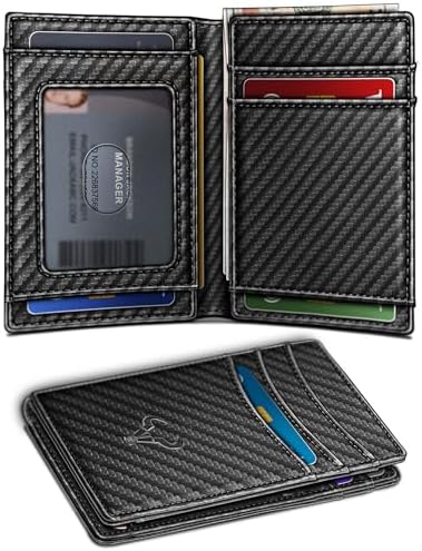 Slim Leather Wallet For Men 12Cards Magnetic Closure RFID Blocking