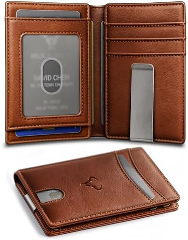 Slim Leather Wallet For Men 12Cards Magnetic Closure RFID Blocking