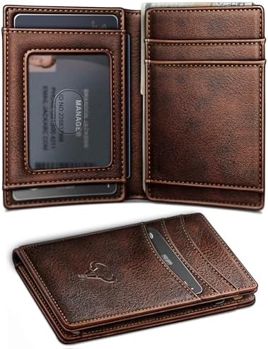 Slim Leather Wallet For Men 12Cards Magnetic Closure RFID Blocking