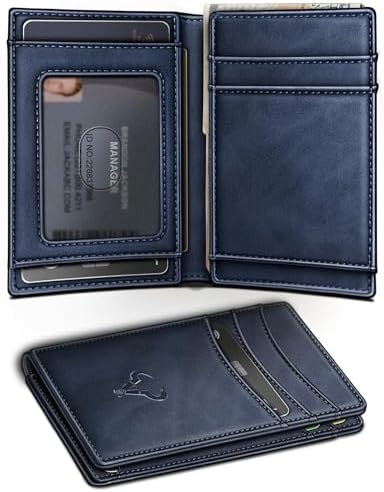 Slim Leather Wallet For Men 12Cards Magnetic Closure RFID Blocking