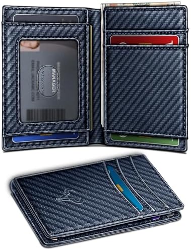 Slim Leather Wallet For Men 12Cards Magnetic Closure RFID Blocking