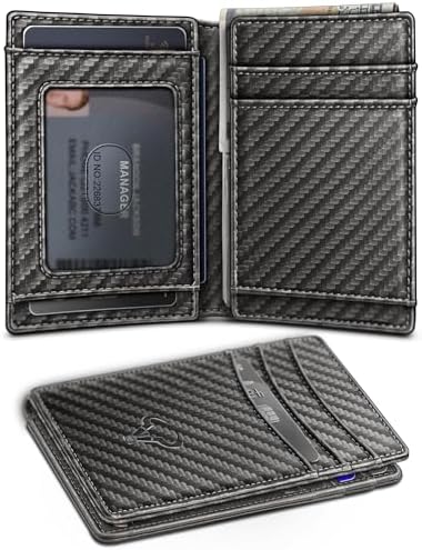 Slim Leather Wallet For Men 12Cards Magnetic Closure RFID Blocking