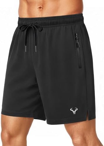 Stretch Athletic Shorts for Men Gym Running Workout-Zipper Pocket