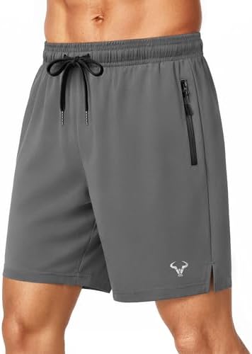 Stretch Athletic Shorts for Men Gym Running Workout-Zipper Pocket