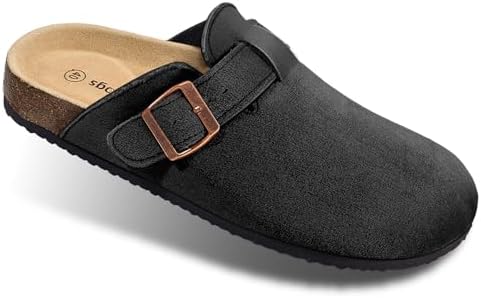 Women Mule Clogs-Cushioned Cork Footbed-Arch Support-Fleece Lined