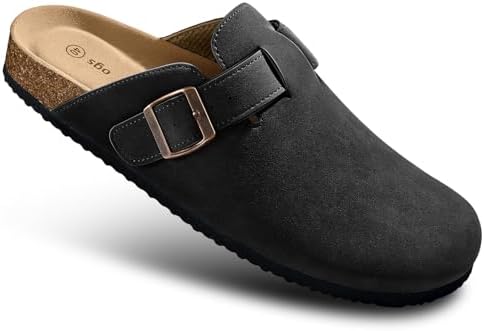 Women Mule Clogs-Cushioned Cork Footbed-Arch Support-Fleece Lined