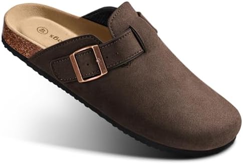 Women Mule Clogs-Cushioned Cork Footbed-Arch Support-Fleece Lined