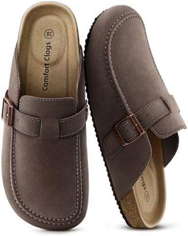 Women Mule Clogs-Cushioned Cork Footbed-Arch Support-Fleece Lined