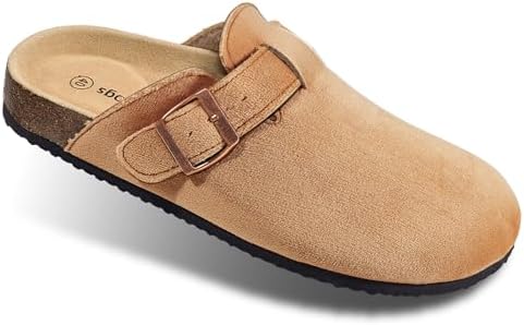 Women Mule Clogs-Cushioned Cork Footbed-Arch Support-Fleece Lined