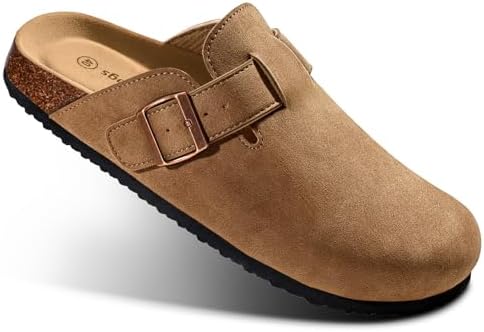 Women Mule Clogs-Cushioned Cork Footbed-Arch Support-Fleece Lined