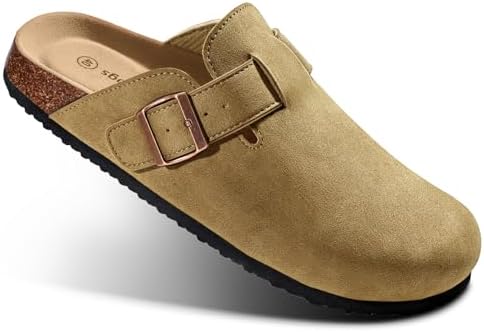 Women Mule Clogs-Cushioned Cork Footbed-Arch Support-Fleece Lined
