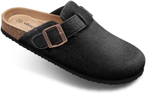 Women Mules Clogs-Memory Foam Cushioned Cork Footbed-Fleece Lined