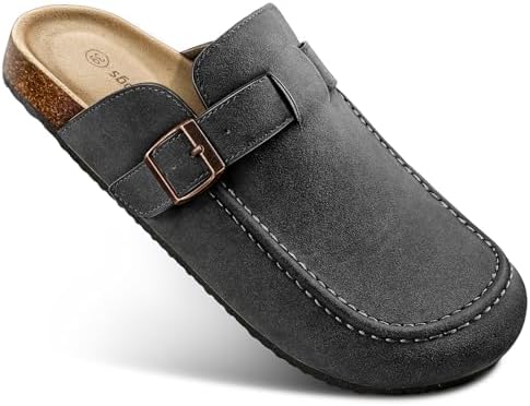 Women Mules Clogs-Memory Foam Cushioned Cork Footbed-Fleece Lined